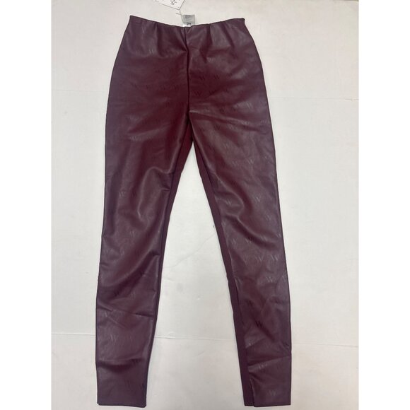 WOLFORD Net Vegan Leather Leggings Port Royale WINE BURGUNDY Size 38 NWT - Picture 2 of 6